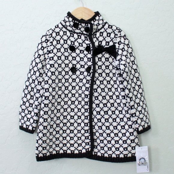 Camilla Other - Camilla Knit Sweater Jacket Overcoat Velvet Snap & Bow Size 3T